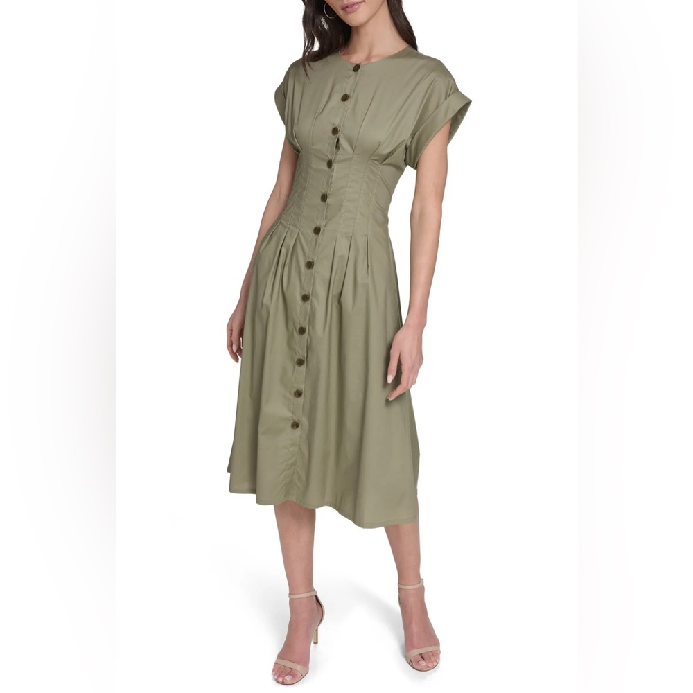 Calvin Klein Light Olive Fit and Flare Dress